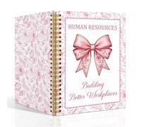SRWNFOS Human Resources White Lined Spiral Notebook, Funny 160 Page Pink Bow Ruled Hardcover Notebooks for HR, Christmas Birthday Thank You Gifts for Women Human Resources Recruiter Coworker