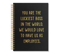 SRWNFOS Luckiest Boss in The World Lined Spiral Notebook, Fun 160 Pages Ruled Hardcover Notebooks, New Business Owner Gifts, Entrepreneur Journal, Retirement Appreciation Gifts for Boss Leader Mentor