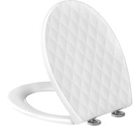 SRWOHS PRO O Shaped Soft Close Toilet Seat - Quick Release PP Loo Seat with Lid Lifter, Adjustable Anti-Slip Hinges, Easy to Clean, Universal Fit Bathroom Toilet, White 45 x 37 x 4.2 cm