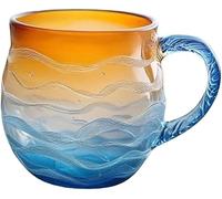 SRYSTZWO Sea Glass Sunset Mug, Handcrafted with a Wave Pattern, a Unique Textured Art drinkware, Suitable for Coffee and Tea.