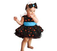 SRZYMJ Infant Baby Cave Girls Stone Age w/Bone Costume Headband, Green Dress Up, Outfit, Bone Headband, Green Orange, Halloween, Party