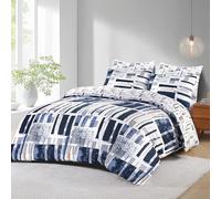 SS ART printed duvet cover set, blue stripe bedding set, brushed polyester duvet set, Double duvet set, aesthetic bedding set, fluffy bedding, modern reversible duvet cover 200x200cm