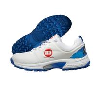 SS Camo 9000 Cricket Shoes | White & Blue | Size: EU 43, UK 9, US 10 | Material: Rubber, Faux Leather & PU | for Boys and Men | Lightweight | Durable Build and Comfortable | Slip Resistant
