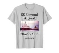 SS Edmund Fitzgerald Mighty Fitz T-Shirt, Men, Silver Grey, 3X-Large