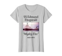 SS Edmund Fitzgerald Mighty Fitz T-Shirt, Women, Silver Grey, 3X-Large