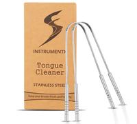 SS INSTRUMENTX Tongue Scraper 2 pcs, Stainless Steel U Shaped Flexible Tongue Cleaners for Fresh Breath and Oral Care, Reusable Tongue Scrapers for Adults, Men, Women & Kids