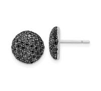 Ss Rhodium Plated Black-Rhodium Black CZ Simulated Diamond Circle Post Earrings 10x10mm Wide Stud Earring for Women