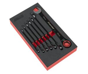 SS Sealey AK63941B Premier Black Combination Ratchet Spanner Set 7pc