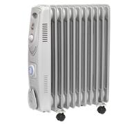 SS Sealey RD2500T 11-Element Oil Filled Radiator with Timer 2500W/230V