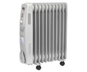SS Sealey RD2500T 11-Element Oil Filled Radiator with Timer 2500W/230V