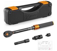 ss shovan 3/8 Torque Wrench Set, 5-60Nm ±3% Accuracy, Click Torque Wrenches with 3/8 to 1/4 Adapter, Universal Joint, 75mm Extension Bar - for Bike, Motorcycle, Car Maintenance, DIY Repair
