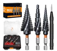 SS SHOVAN 4PCS HSS & Cobalt Spiral M35 Step Drill Bit Set (1/8"-7/8") | TiAlN Coated Cone Drill Bits with Automatic Centre Punch for Sheet Metal, Stainless Steel, Plastic & DIY Projects
