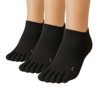 ss soxsense Cushion Running Toe Socks Athletic Five Finger Socks Ankle Toe Socks for Men and Women No Blister (3 Pairs), Black, Large