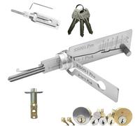 SS001 Pro Lock Pick Tool,2 in 1 Lock Picking Kit & Master Key Decoder,Stainless Steel Lock Picks for Beginners,Practice Locks for Lock Picking,Lock Picking Set for Auto & Groove Door Locks