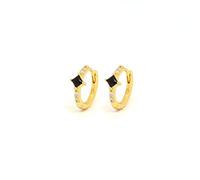 SS1 2pcs Luxury Woman Lovers' Friends Real 100% 925 Sterling Silver Hoop Earrings For Birthday Engagement Black Zircon Aretes Pendientes TL0419