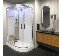 SS1200 Left White Steam Shower Cabin (1200 x 800 x 2200mm)