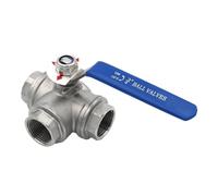SS304 316L Stainless Steel BSPT Three Way Ball Valve T L Type 1/4" 3/8" 1/2" 3/4" 1" 1-1/2" 2" Female Internal Thread(1",L Type_SS316L)
