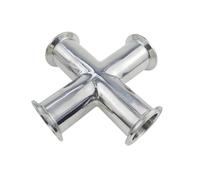 SS304 4-Way Cross Sanitary Fitting, Pipe OD 19-51mm with 1.5" 2" Tri Clamp Ferrules (50.5/64mm) for Homebrew(19mm x Ferrule 50.5,SUS316L)