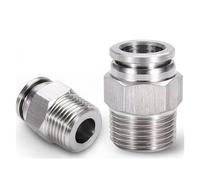 SS304 Connect Air Tube Fittings Straight Male Threaded PC Pneumatic 4/6/8/10/12mm Push in Hose Fittings(12-03(12mm-3I8) 20g)