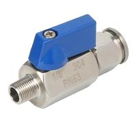SS304 Pneumatic PN63 Ball Valve Tracheal Mini Ball Valve with Outer Wire Quick Insert 1/8"1/4"3/8"1/2" Stainless Steel 4MM-16MM(1I4 inch,12mm)