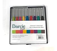 SS56810 Darcie Crafts Crochet Hook Set: Easy Grip with Flat Finger: 14cm x Sizes 2-6mm in Organiser Box