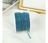 SS6-SS12 10yards Colorful Rhinestone Dense Chain Trim Sew On Glass Crystal Cup Chain Gule on Rhinestone Banding for DIY-Blue Zircon-SS8-2.5mm-5yards