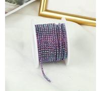 SS6-SS12 10yards Colorful Rhinestone Dense Chain Trim Sew On Glass Crystal Cup Chain Gule on Rhinestone Banding for DIY-Purple Light-SS8-2.5mm-5yards
