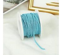 SS6-SS12 10yards Colorful Rhinestone Dense Chain Trim Sew On Glass Crystal Cup Chain Gule on Rhinestone Banding for DIY-Turquise-SS8-2.5mm-5yards