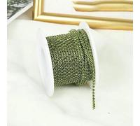 SS6-SS12 10yards Colorful Rhinestone Dense Chain Trim Sew On Glass Crystal Cup Chain Gule on Rhinestone Banding for DIY-Olive Green-SS8-2.5mm-5yards