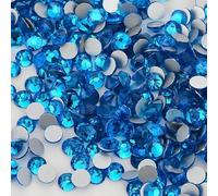 SS6-SS30 Glass Flatback Rhinestone Multi Color Blue Glitter Round Stones Rhinestones for Nail Art Fabric Clothing Decorating-Capri Blue-SS16-1440Pcs