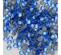 SS6-SS30 Glass Flatback Rhinestone Multi Color Blue Glitter Round Stones Rhinestones for Nail Art Fabric Clothing Decorating-Hotfix Light Blue-SS16-1440Pcs