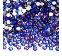 SS6-SS30 Glass Rhinestones Super Bright Crystal AB Non-hotfix Flatback Glue On 3D Stones for DIY Nail Art-Tanzanite AB-SS8-1440Pcs