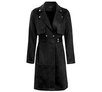 SS7 Womens Faux Suede Biker Trench Coat Black