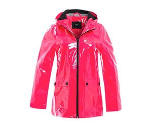 SS7 Womens Rain Mac Waterproof Vinyl Patent Raincoat Jacket Neon Pink