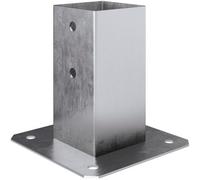 SS8 Bolt Down 101 X 101 mm Silver ( Pack Of: 1 ) Square Post Fence Foot Heavy Duty Galvanised Base Support Bracket For Garden Fencing