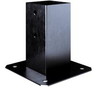 SS8 Bolt Down 71 X 71 mm Black ( Pack Of: 1 ) Square Post Fence Foot Heavy Duty Galvanised Base Support Bracket For Garden Fencing