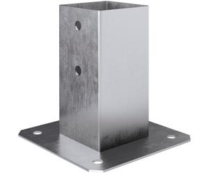 SS8 Bolt Down 91 X 91 mm Silver ( Pack Of: 1 ) Square Post Fence Foot Heavy Duty Galvanised Base Support Bracket For Garden Fencing