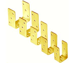 SS8 Bolt Down U Shape 121mm - 4.8" Gold ( Pack Of: 6 ) Galvanised Post Support Heavy Duty 4mm Fence Foot Base Bracket