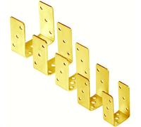 SS8 Bolt Down U Shape 81mm - 3.2" Gold ( Pack Of: 2 ) Galvanised Post Support Heavy Duty 4mm Fence Foot Base Bracket