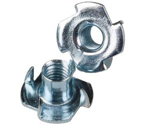 SS8 Heavy-Duty 4-Prong T-Nut M4 x 8mm Zinc-Plated Wood Insert - Pack of 10