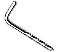 SS8 L Hook Screws 35mm X 3.5mm ( Pack Of: 20 ) Heavy Duty Square Cup Hooks For Hanging, Metal Screw In Wall Hangers Outdoor Mounting