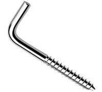 SS8 L Hook Screws 35mm x 3.5mm (Pack of: 8) Heavy Duty Square Cup Hooks for Hanging, Metal Screw in Wall Hangers Outdoor Mounting