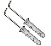 SS8 L Square Hook with M10 x 50mm Wall Plug (Pack of: 2) Hanging Kit Hard Wall