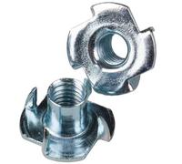SS8 T Nut Four Pronged Tee Nuts Zinc Plated Steel Anchors Blind Nut Captive Inserts for Woodworking and Furniture Heavy Duty Threaded Wood Insert Nuts with Sharp Prong Pack of: 100 Size: M4 x 8mm