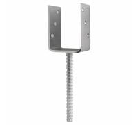 SS8 U Shape Post Support Size: 161mm (6.3") Silver ( Pack Of: 6 ) Base Bracket Heavy Duty Concrete-In Fence, Decking Anchor