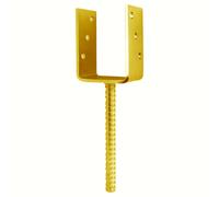 SS8 U Shape Post Support Size: 81mm (3.2") Gold ( Pack Of: 1 ) Base Bracket Heavy Duty Concrete-In Fence, Decking Anchor