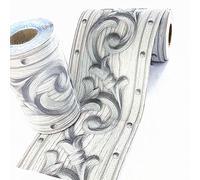 Ssamall Silver Flower Pattern Peel and Stick Wallpaper Borders Self Adhesive Wall Border Tiles for Kitchen Bathroom Decor 10cmx5 Meters