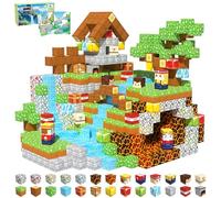 SSAWER Magnetic Blocks, 100PCS Magnetic Building Blocks, Stacking Magnets for Kids, STEM Constructions Magnet Blocks for Boys Girls Age 3+, Christmas Birthday Gifts(Forest Mine)