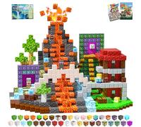 SSAWER Magnetic Blocks, 150PCS Magnetic Building Blocks, Stacking Magnets for Kids, STEM Constructions Magnet Blocks for Boys Girls Age 3+, Christmas Birthday Gifts(Forest Volcano)