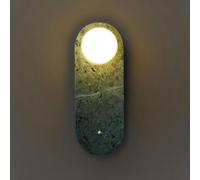 SSBHDM 14.9 Inch Oval Marble Wall Light, Nordic Industrial Style Wall Sconce, G9 Light Source Glass Lampshade Wall Lamp, Restaurant Living Room Balcony Wall Mounted Lighting Fixtures